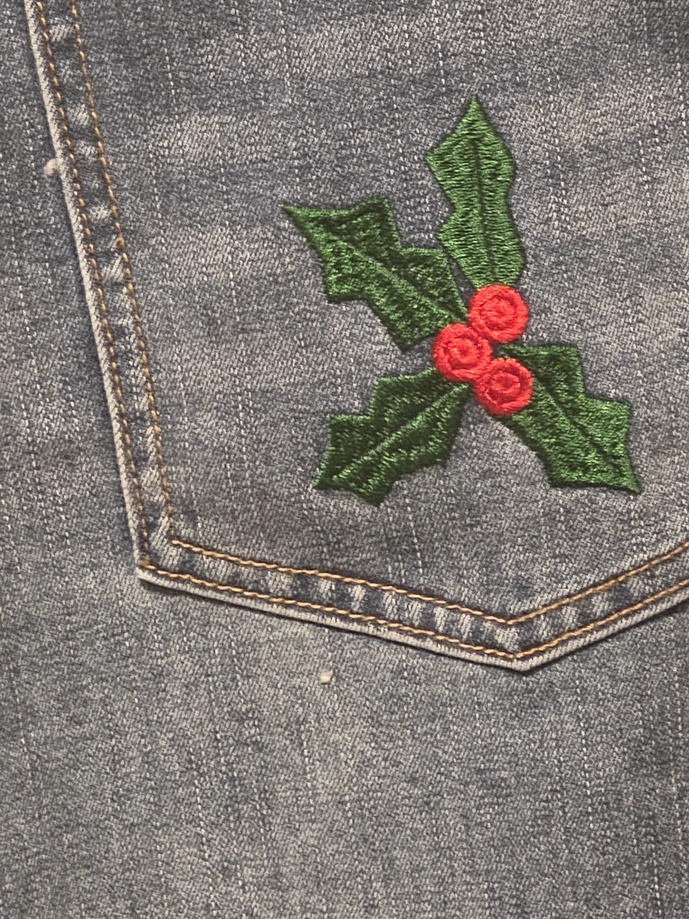Women’s Gray Boot Cut Jeans with Holiday Embroidery - Picture 4 of 6